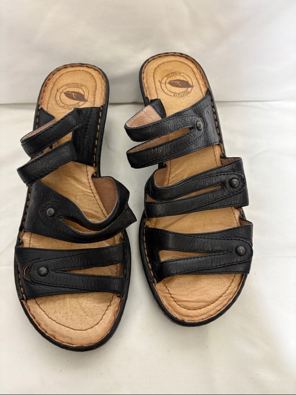Nurture by Lamaze Black Leather Strap Slip on Sandals